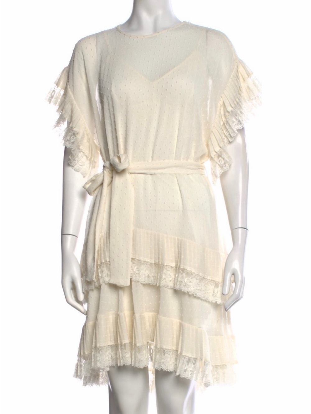 Zimmermann Cream Ruffle Tiered Mini Dress